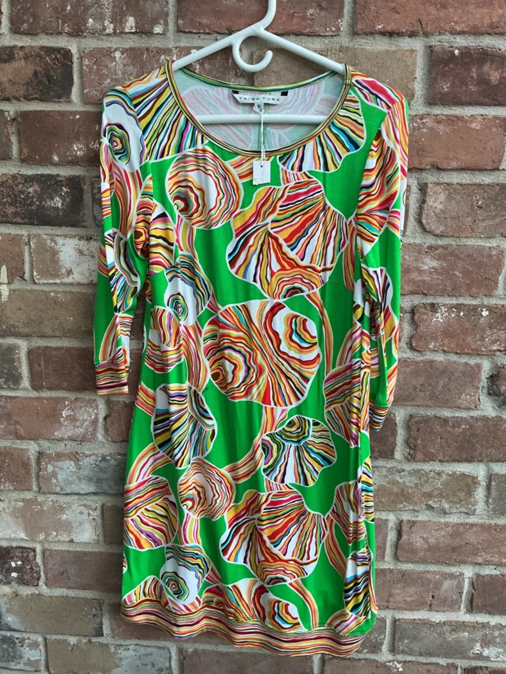 Trina Turk Bright Green Multi-Color Swirl Print Dress size 6
